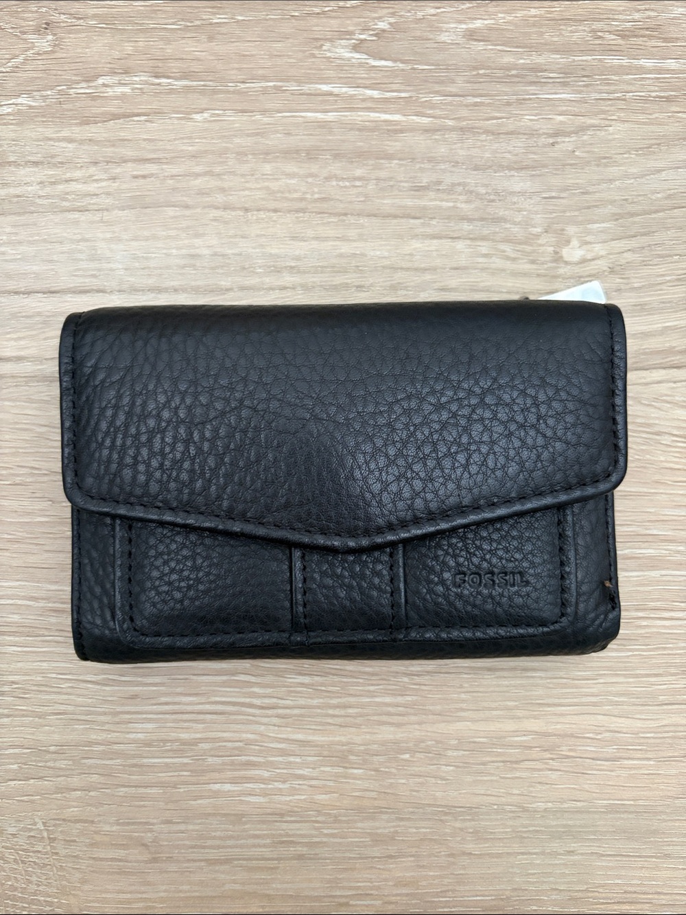 Fossil Black Textured Leather Fold Wallet